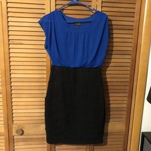 Blue and black mini dress